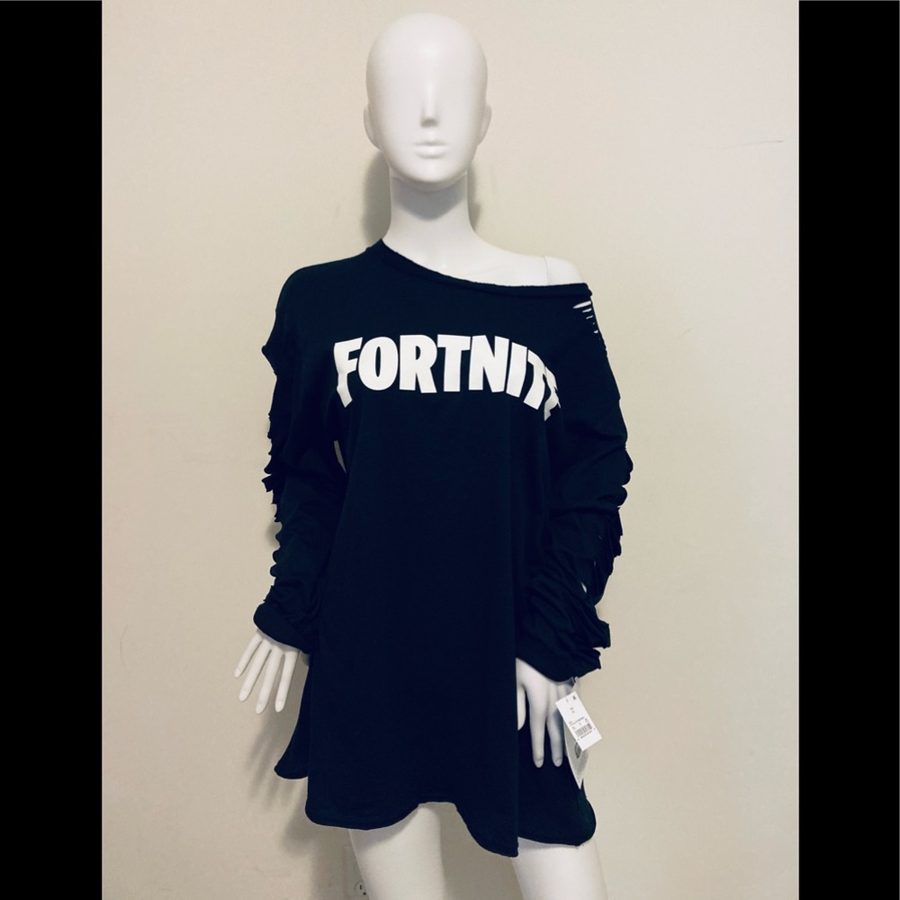 FORTNITE RIPPED DETAIL TSHIRT DRESS - Picture 6 of 16
